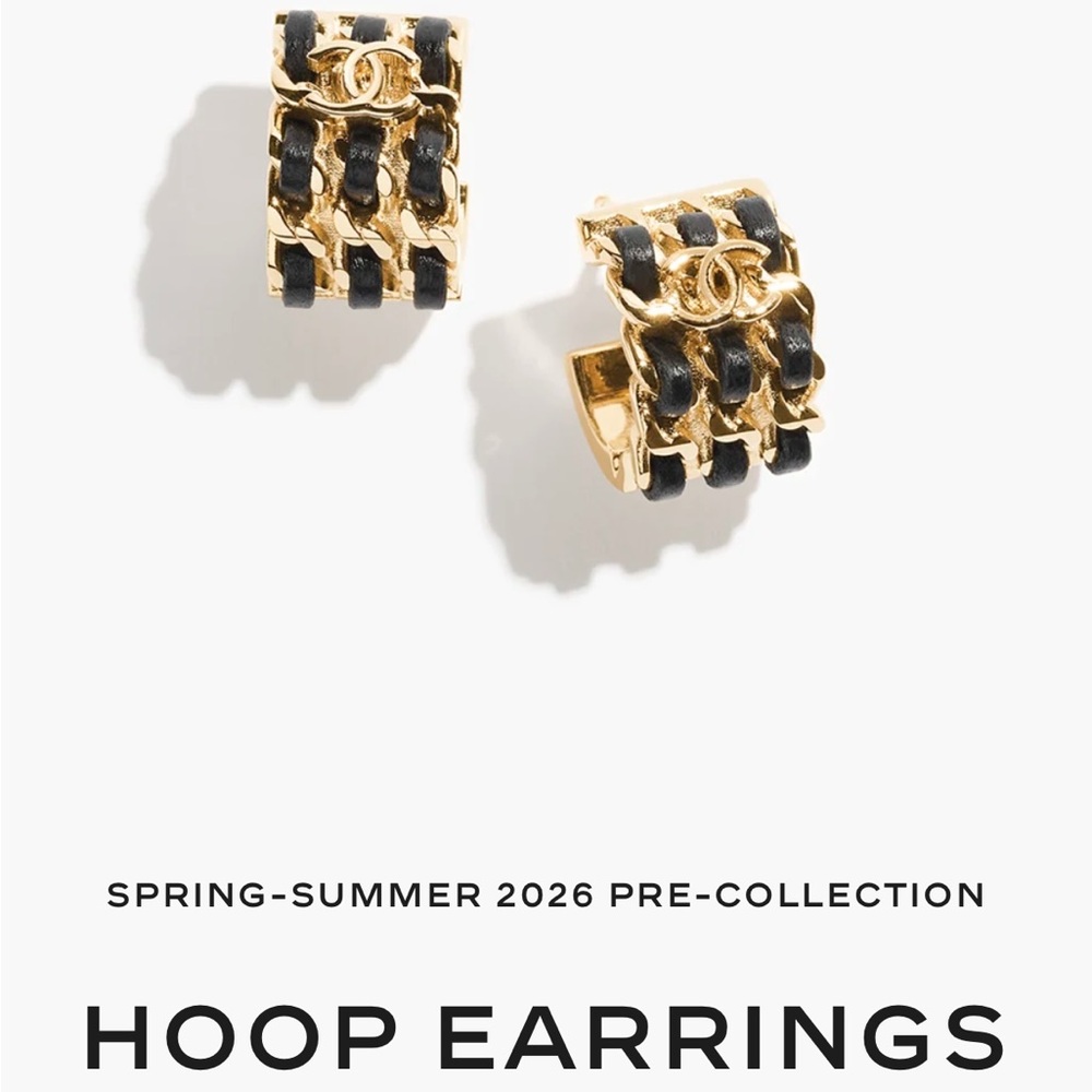 Chanel leather & metal Hoop earrings